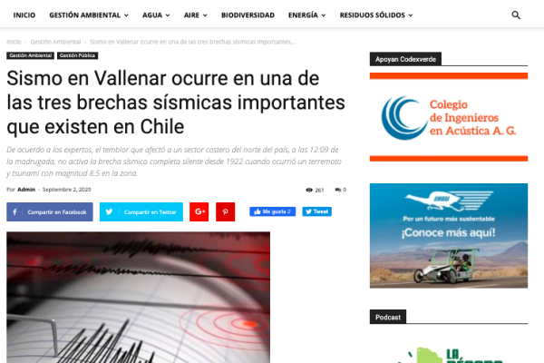 Codex Verde.cl: Sismo en Vallenar ocurre en una de las tres brechas sísmicas importantes que existen en Chile