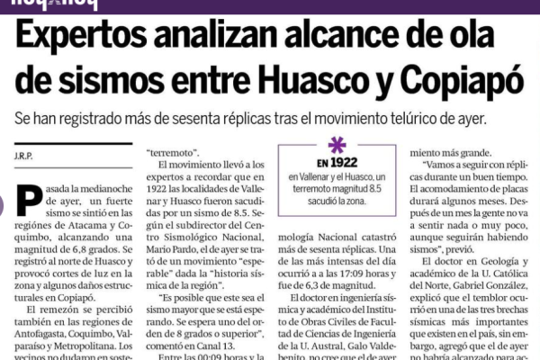 Hoy x Hoy: Expertos analizan alcance de ola de sismos entre Huasco Y Copiapó