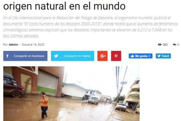 Codex Verde.cl – Informe ONU: En los últimos 20 años se duplicó el número de desastres de origen natural en el mundo