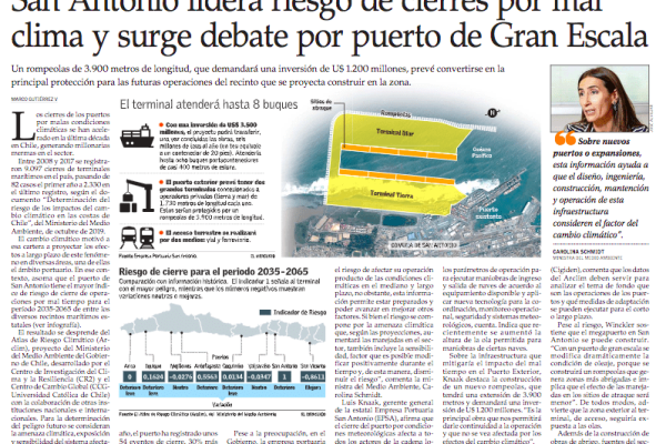 El Mercurio: San Antonio lidera riesgo de cierres por mal clima y surge debate por puerto de gran escala.