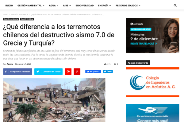 Codex Verde.cl: ¿Qué diferencia a los terremotos chilenos del destructivo sismo 7.0 de Grecia y Turquía?