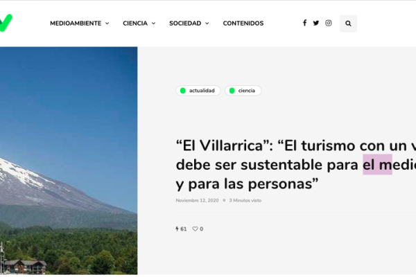 PáginaV.cl – “El Villarrica”: “El turismo con un volcán activo debe ser sustentable para el medio ambiente y para las personas”.