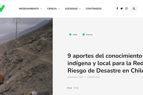 Página V: 9 aportes del conocimiento tradicional, indígena y local para la Reducción del Riesgo de Desastre en Chile.