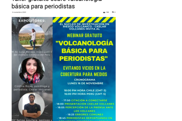 En la Línea.cl: Taller gratuito sobre vulcanología básica para periodistas.