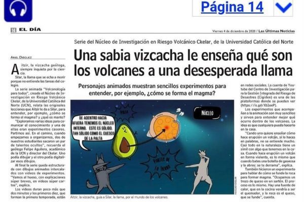 LUN: Una sabia vizcacha le enseña qué son los volcanes a una desesperada llama.