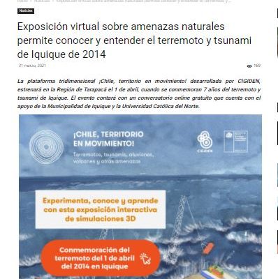 CienciaenChile.cl: Exposición virtual sobre amenazas naturales permite conocer y entender el terremoto y tsunami de Iquique de 2014.