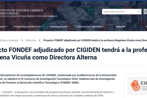 Estudiosurbanos.uc.cl: Proyecto FONDEF adjudicado por CIGIDEN tendrá a la profesora Magalena Vicuña como Directora Alterna.