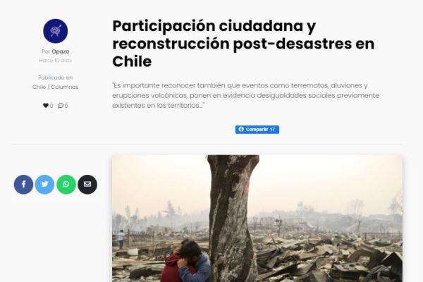 El Ciudadano: Participación ciudadana y reconstrucción post-desastres en Chile.