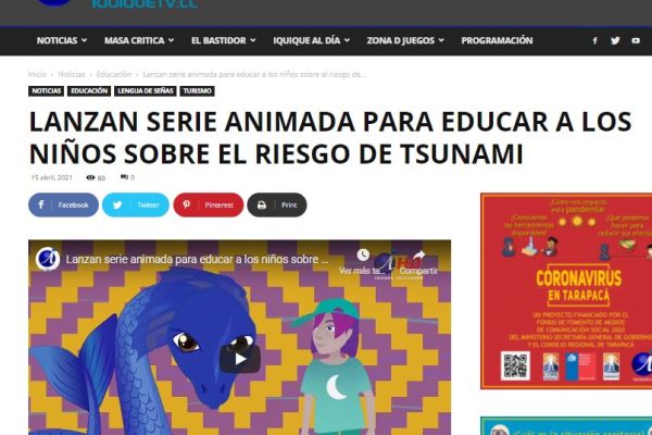 IquiqueTV:  Lanzan serie animada para educar a los niños sobre el riesgo de tsunami.