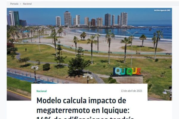 Meganoticias.cl: Modelo calcula impacto de megaterremoto en Iquique: 14% de edificaciones tendría daños extensos
