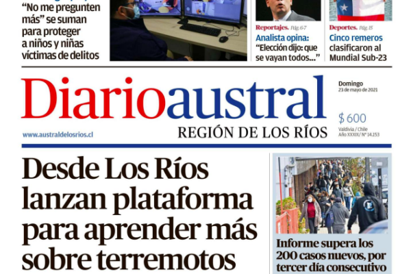 Diario Austral: Desde Los Ríos lanzan plataforma para aprender sobre terremotos