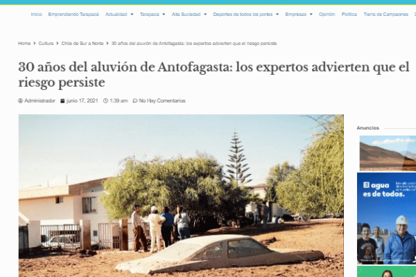 El Sol de Iquique: 30 años del aluvión de Antofagasta: los expertos advierten que el riesgo persiste