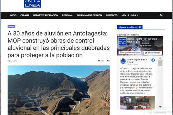 Enlalinea.cl: A 30 años de aluvión en Antofagasta: MOP construyó obras de control aluvional en las principales quebradas para proteger a la población.