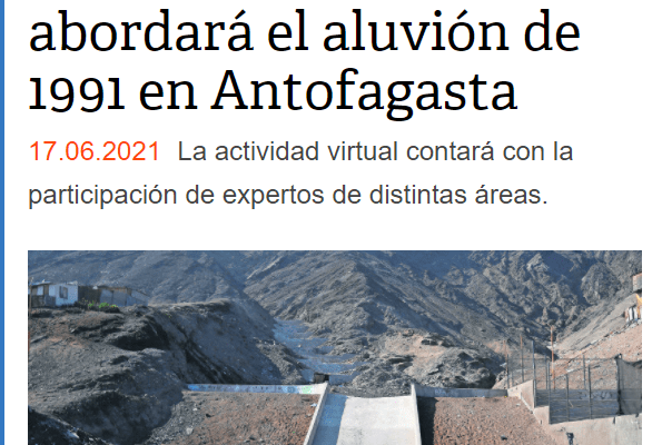 SoyChile.cl: Encuentros UCN abordará el aluvión de 1991 en Antofagasta
