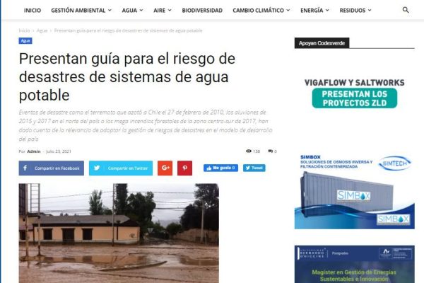 Codex Verde: Presentan guía para el riesgo de desastres de sistemas de agua potable.