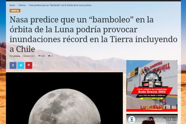 Revista El Loa.cl: Nasa predice que un “bamboleo” en la órbita de la Luna podría provocar inundaciones récord en la Tierra incluyendo a Chile.