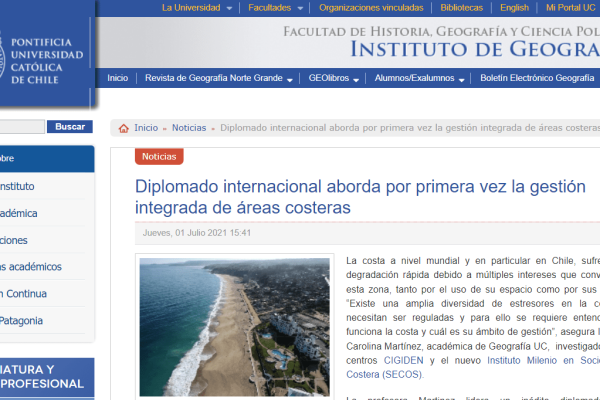 GeograDiplomado internacional aborda por primera vez la gestión integrada de áreas costerasfía.uc.cl: