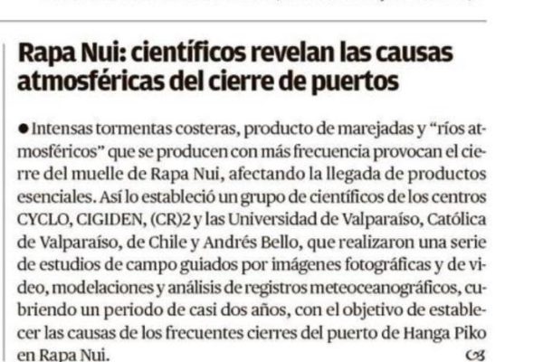 El Mercurio de Valparaíso – Rapa Nui: Científicos revelan las causas atmosféricas del cierre de puertos