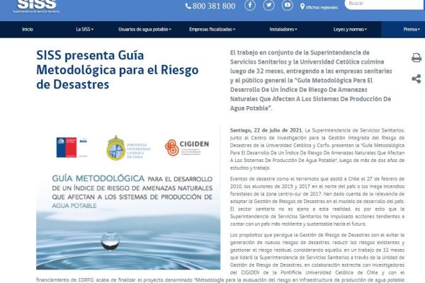 SISS.cl: SISS presenta Guía Metodológica para el Riesgo de Desastres.