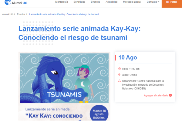 Alumni.uc.cl: Lanzamiento serie animada Kay-Kay: Conociendo el riesgo de tsunami