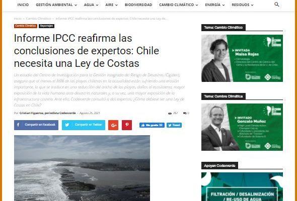 Codex Verde: Informe IPCC reafirma las conclusiones de expertos: Chile necesita una Ley de Costas