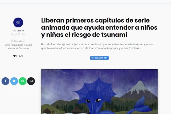 El Ciudadano: Liberan primeros capítulos de serie animada que ayuda entender a niños y niñas el riesgo de tsunami