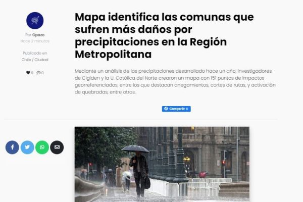 El Ciudadano: Mapa identifica las comunas que sufren más daños por precipitaciones en la Región Metropolitana