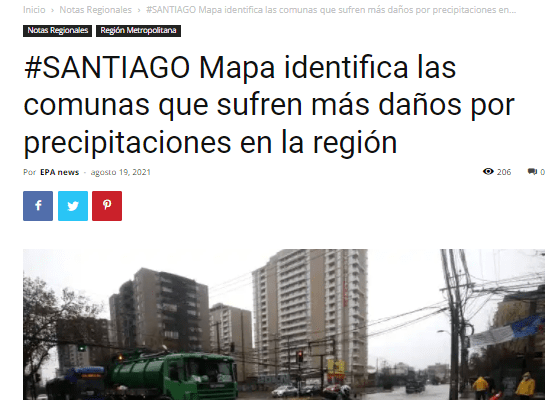 Epanews.cl: #SANTIAGO Mapa identifica las comunas que sufren más daños por precipitaciones en la región