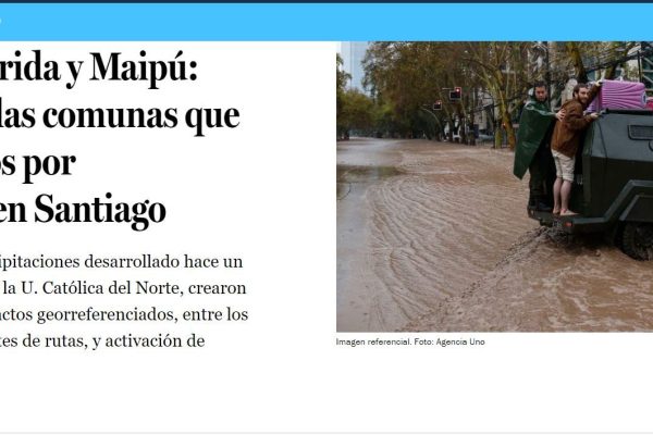 La Tercera.com: Lo Prado, Estación Central, Santiago, La Florida y Maipú: Mapa identifica las comunas que sufren más daños por precipitaciones en Santiago.