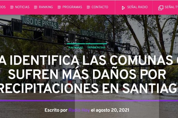 Radio Hoy: Mapa identifica las comunas que sufren más daños por precipitaciones en Santiago