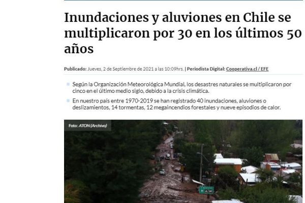 Cooperativa: Inundaciones y aluviones en Chile se multiplicaron por 30 en los últimos 50 años