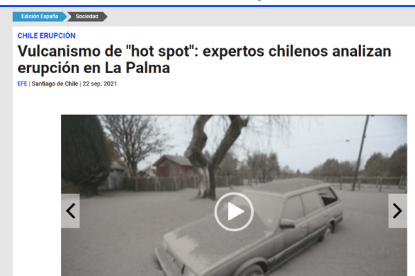 EFE.com: Vulcanismo de “hot spot”: expertos chilenos analizan erupción en La Palma