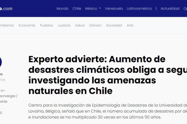 El Ciudadano – Experto advierte: “Aumento de desastres climáticos obliga a seguir investigando las amenazas naturales en Chile”