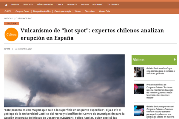 ElMostrador.cl: Vulcanismo de “hot spot”: expertos chilenos analizan erupción en España