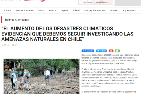 Radiopolar.com: “El aumento de los desastres climáticos evidencian que debemos seguir investigando las amenazas naturales en ChileHILE”