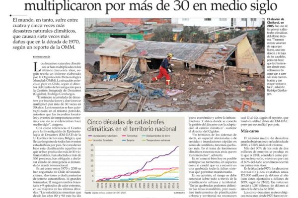 El Mercurio: El mundo, en tanto, sufre entre cuatro y cinco veces más desastres naturales climáticos, que causan siete veces más daños que en la década de 1970, según un reporte de la OMM