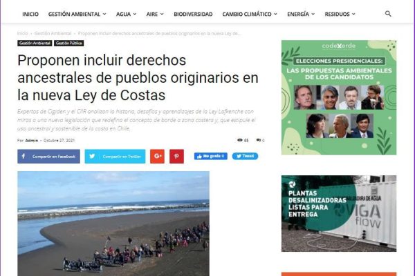 Codexverde.cl: Proponen incluir derechos ancestrales de pueblos originarios en la nueva Ley de Costas