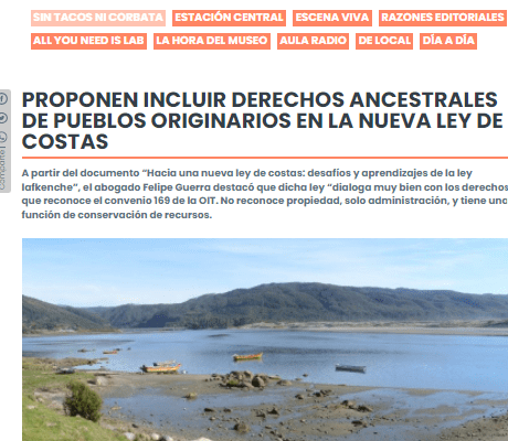 Diariousach.cl: Proponen incluir los derechos ancestrales de los pueblos originarios en la nueva Ley de Costas