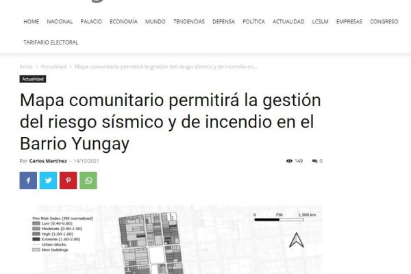 Infogate – Mapa comunitario permitirá la gestión del riesgo sísmico y de incendio en el Barrio Yungay