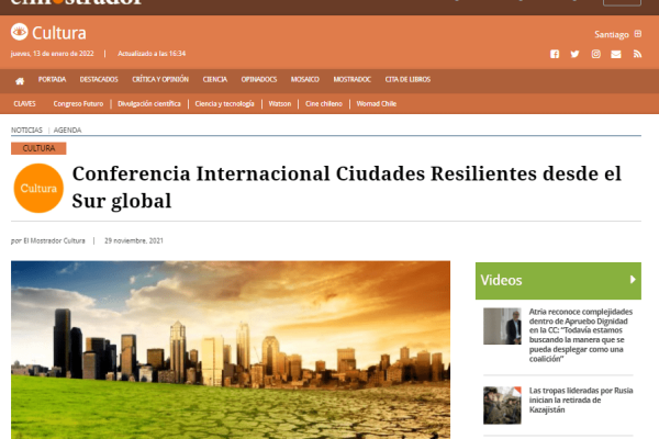 El Mostrador.cl: Conferencia Internacional Ciudades Resilientes desde el Sur global