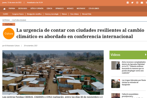 El Mostrador.cl: La urgencia de contar con ciudades resilientes al cambio climático es abordado en conferencia internacional