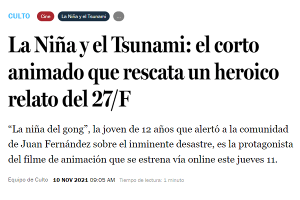 LaTercera.com: La Niña y el Tsunami: el corto animado que rescata un heroico relato del 27/F