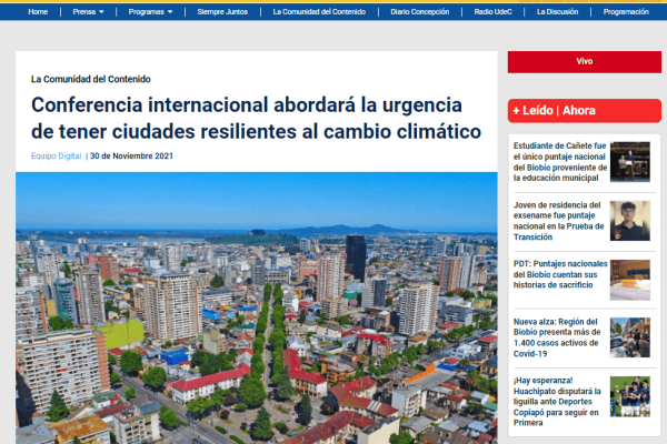 TVU.cl: Conferencia internacional abordará la urgencia de tener ciudades resilientes al cambio climático