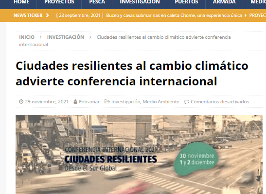Entramar.cl: Ciudades resilientes al cambio climático advierte conferencia internacional