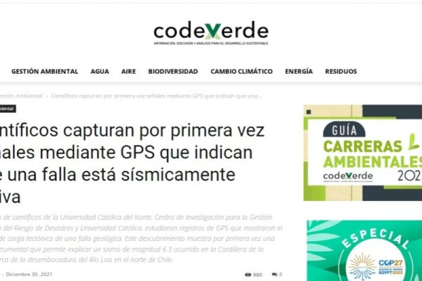 CodexVerde | Científicos capturan por primera vez señales mediante GPS que indican que una falla está sísmicamente activa