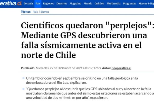 Cooperativa | Científicos quedaron “perplejos”: Mediante GPS descubrieron una falla sísmicamente activa en el norte de Chile