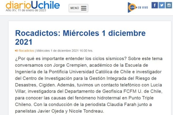 diarioUchile | Rocadictos: ¿Por qué es importante entender los ciclos sísmicos?