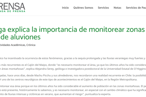 ADPrensa.cl Geóloga explica la importancia de monitorear zonas con riesgo de aluviones