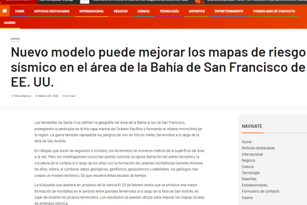 El Demócrata.cl: Nuevo modelo puede mejorar los mapas de riesgo sísmico en el área de la Bahía de San Francisco de EE. UU.