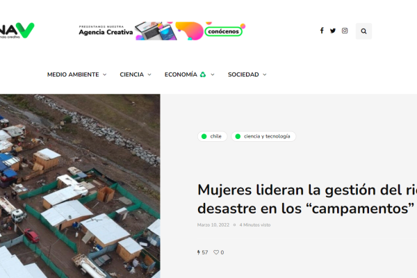 Página V – Mujeres lideran la gestión del riesgo de desastre en los “campamentos”